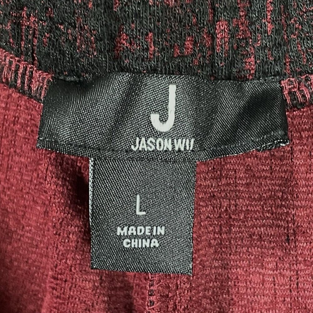 J Jason Wu Artsy Textured Pull On Pants Stretch Waist Size Large L Red Black - Picture 8 of 15